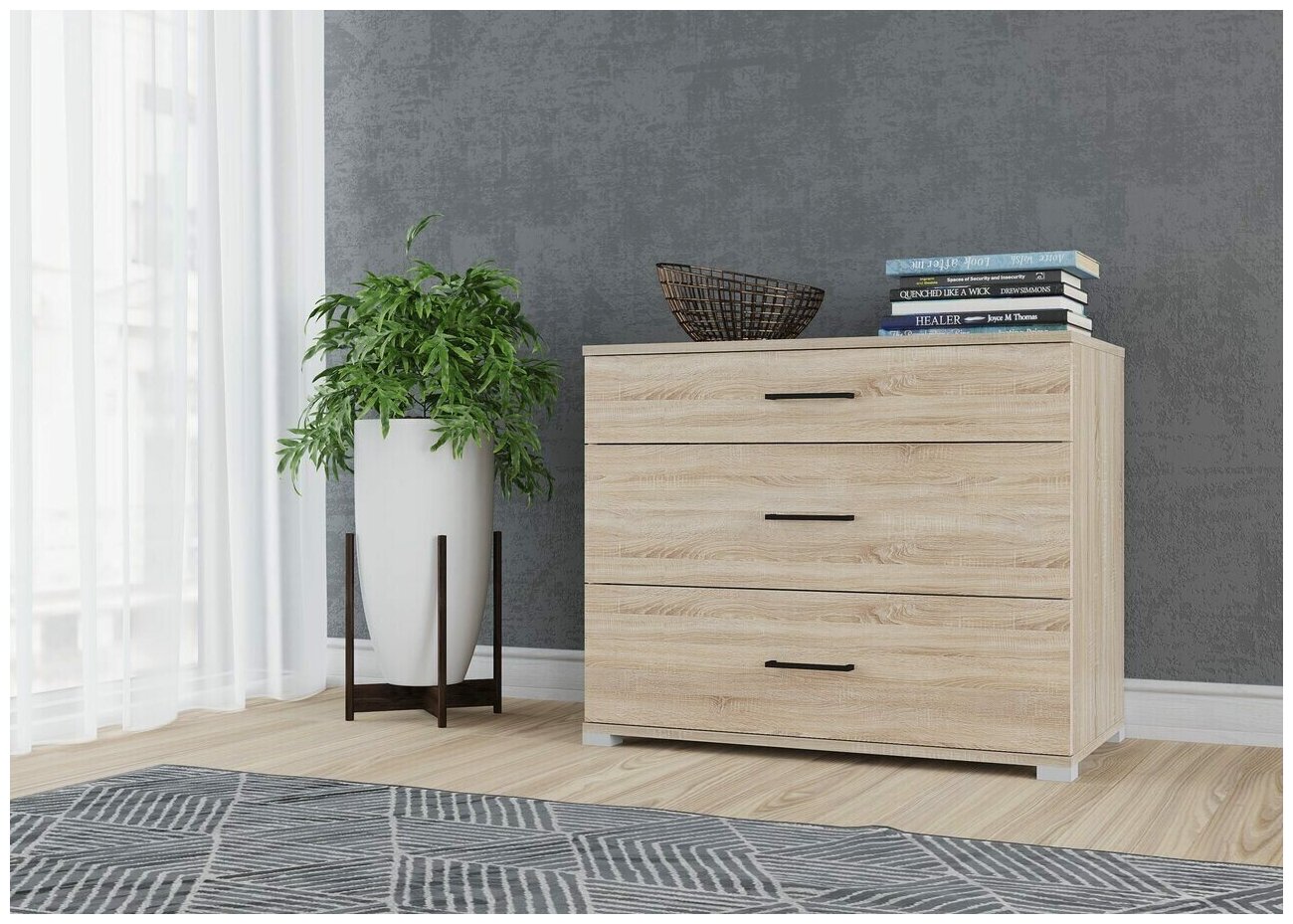 Комод «Виктор» роликовые направляющие, 3 ящика, ЛДСП (Сонома) 80х45х66 — фото 1