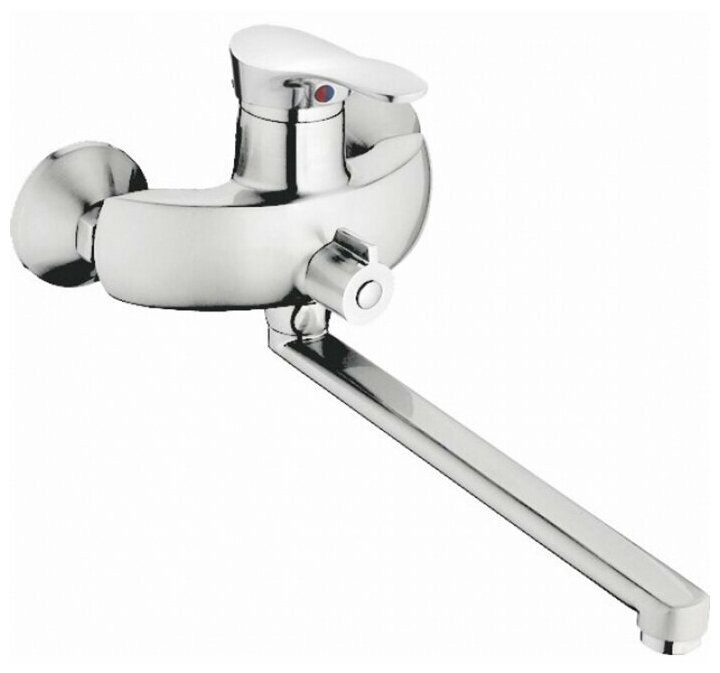 Смеситель латунный для ванны, душа и умывальника с длинным поворотным изливом V-6015 Хром