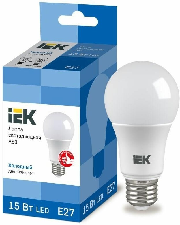 Лампа LED A65 15W Е27 230V 6500K IEK