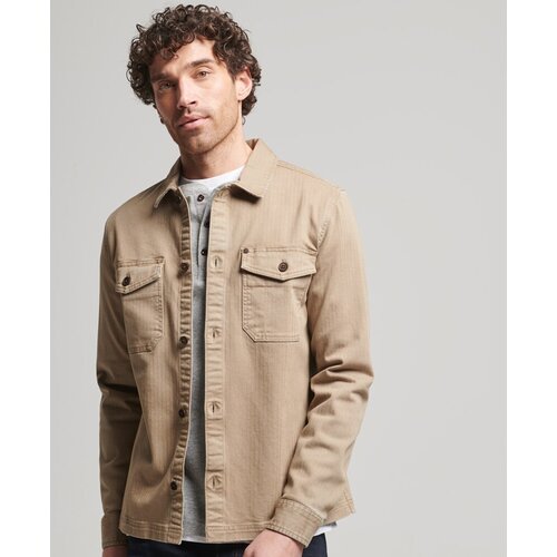 Рубашка Superdry MERCHANT HERRINGBONE OVERSHIRT, Пол Мужской, Цвет Canyon Sand Brown, Размер S