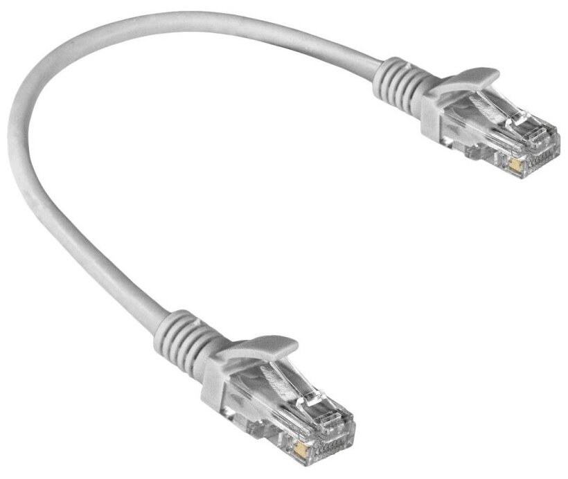 Патч-корд ExeGate UTP-RJ45-RJ45-5e-0.3M-LSZH-GY, cat.5e, 0.3м