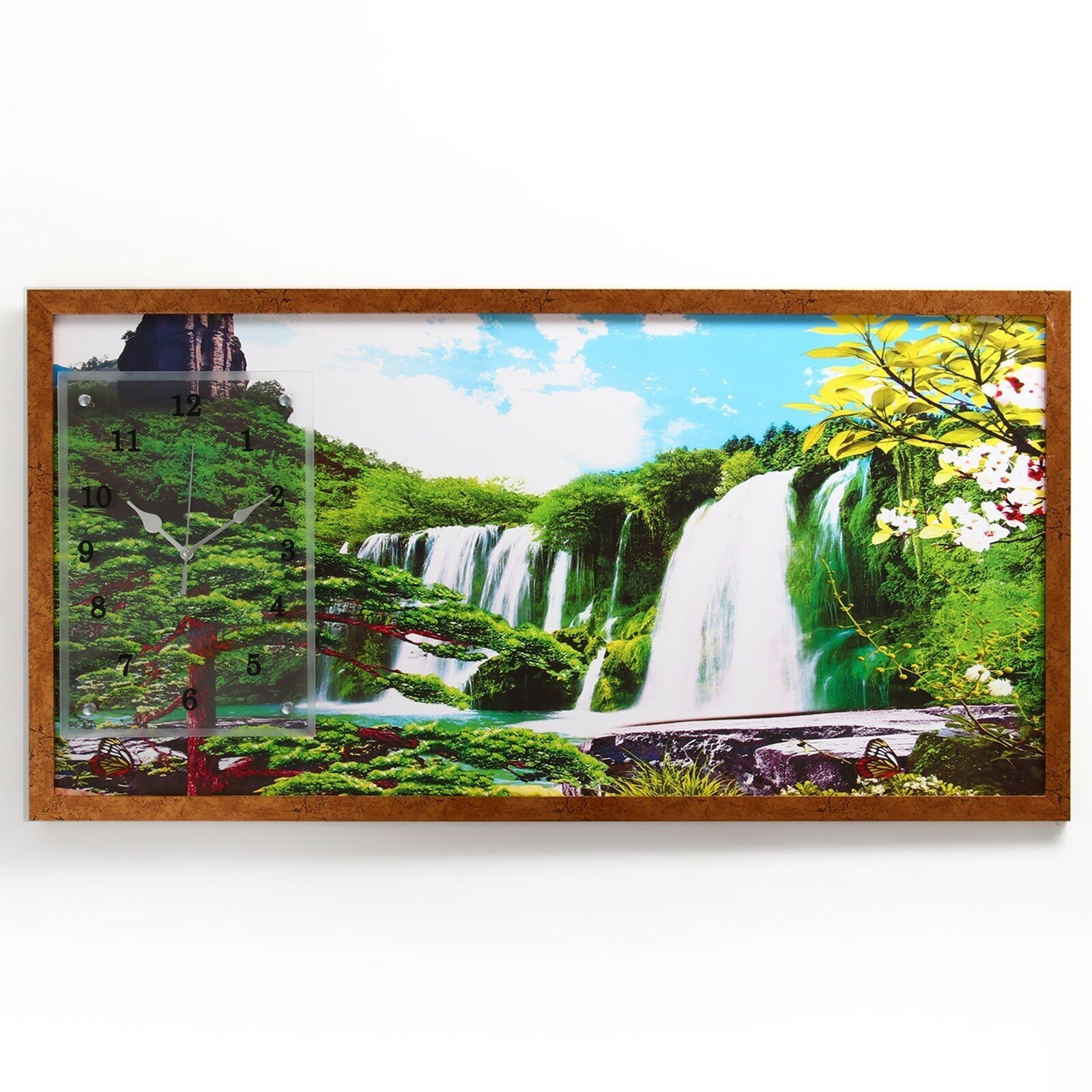Часы-картина настенные, серия: Природа, "Водопад", 50 х 100 см