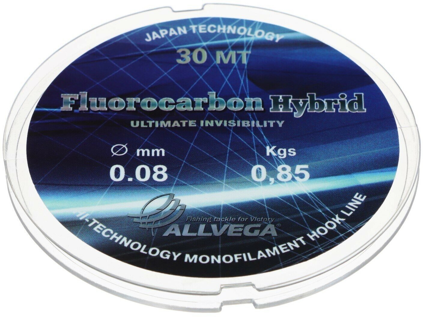 Леска монофильная ALLVEGA Fluorocarbon Hybrid диаметр 0.08 мм тест 0.85 кг 30 м флюорокарбон 65%