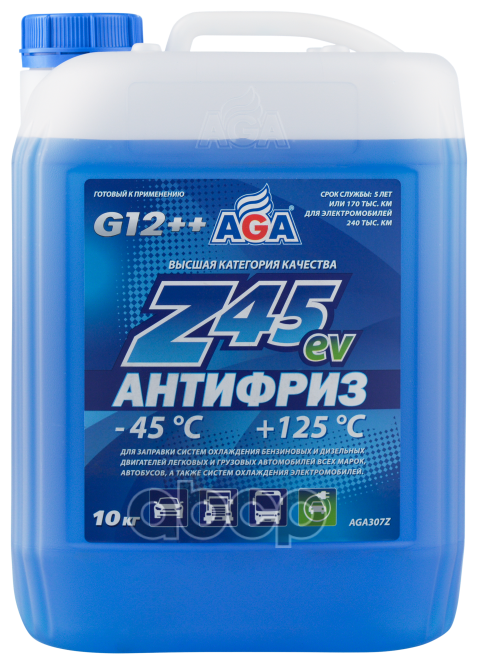 Антифриз Aga-45 307z G12++ 10кг Синий AGA арт. AGA307Z