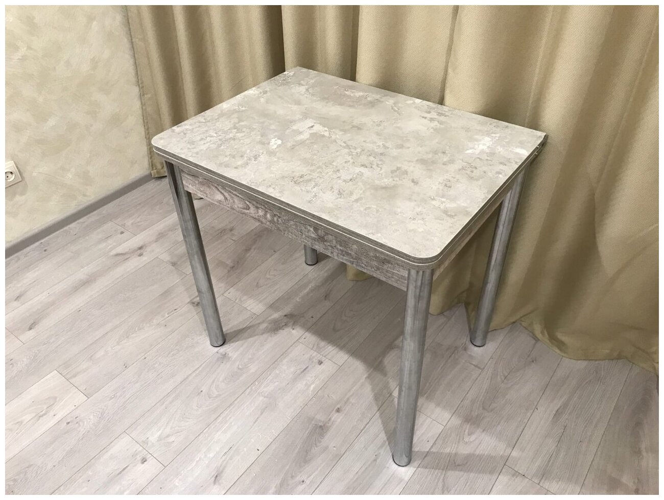 фото Стол обеденный раздвижной 80 см на 59(118) см серый мрамор пластик