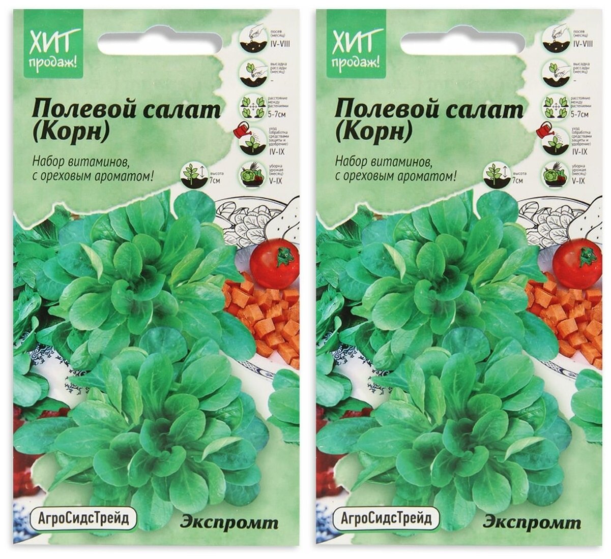 Набор семян Салат полевой (корн) Экспромт 0.5 г АСТ - 2 уп.