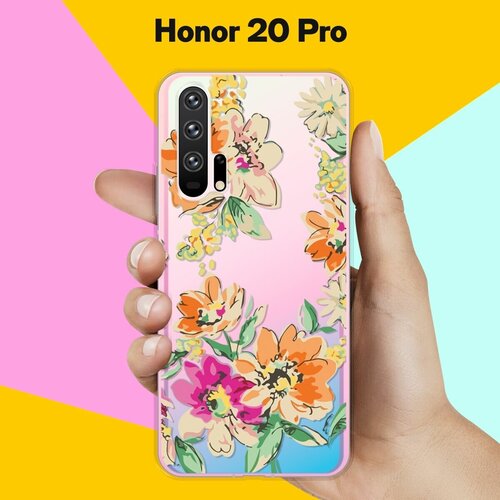 Силиконовый чехол на Honor 20 Pro Оранжевые цветы / для Хонор 20 Про