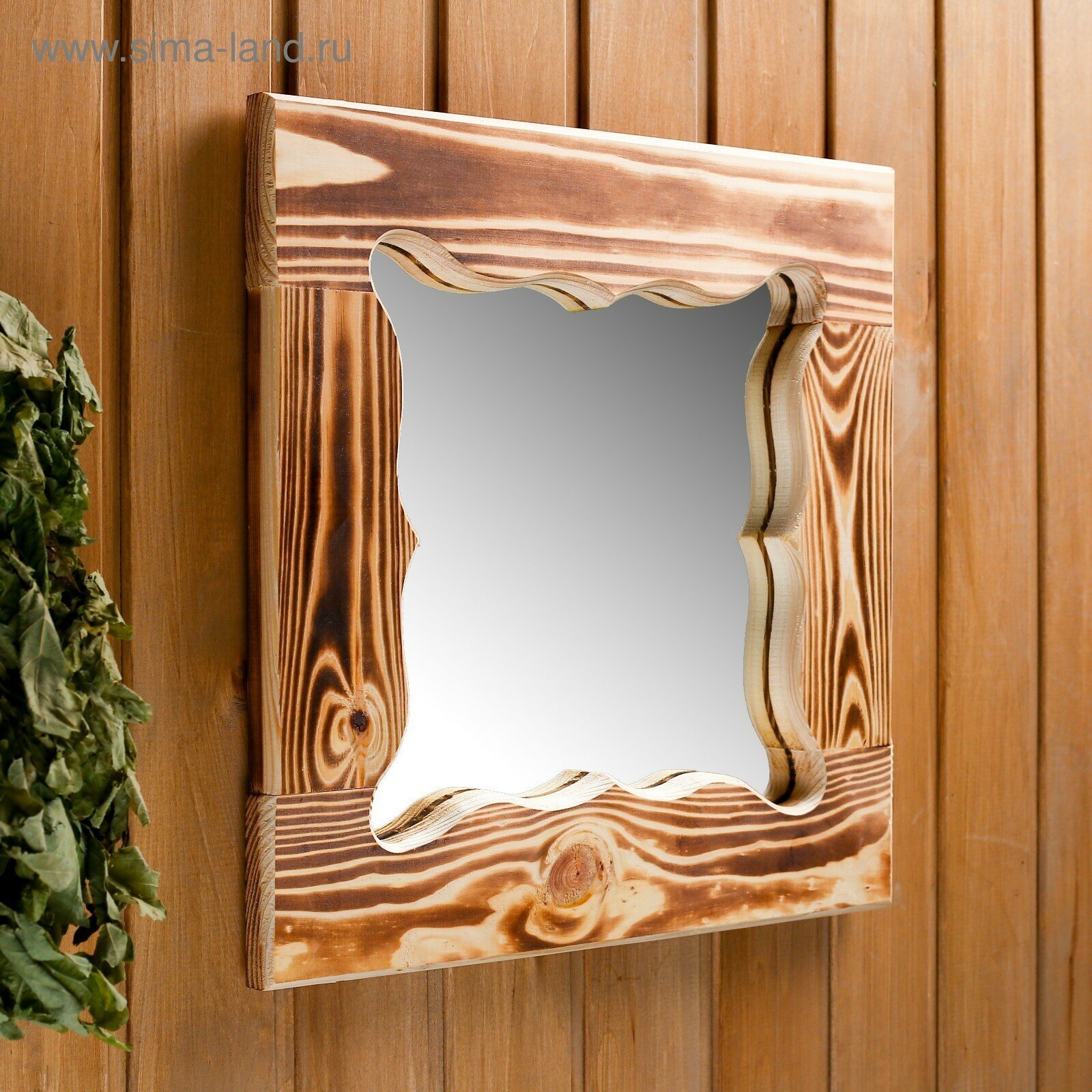 Зеркало резное "Бабочка", сосна, обожжённое, 40×40 см - фотография № 5