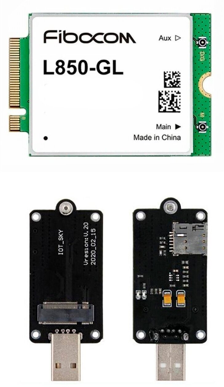 Комплект Модем M.2 Fibocom L850-GL cat.9 + Адаптер USB 2.0 для NGFF M.2 модемов