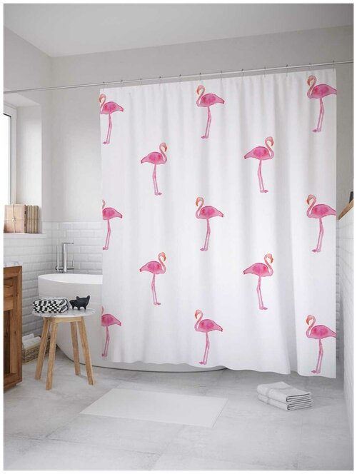 Штора для ванной JoyArty Фламинго в радости 180х200 (sc-9437)180х200 см