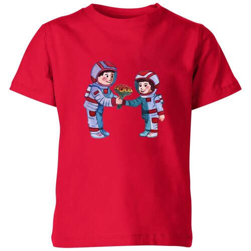 Футболка Us Basic, размер 4, красный детская футболка космонавт дарит цветы 128 синий