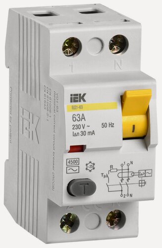 Изображение товара УЗО IEK ВД1-63 2P 63А 30мА класс AC