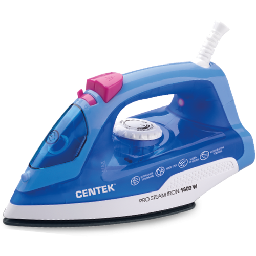 Утюг 1800ВТ керамич Покрытие С отпар Самоочистка синий CENTEK 293700₽
