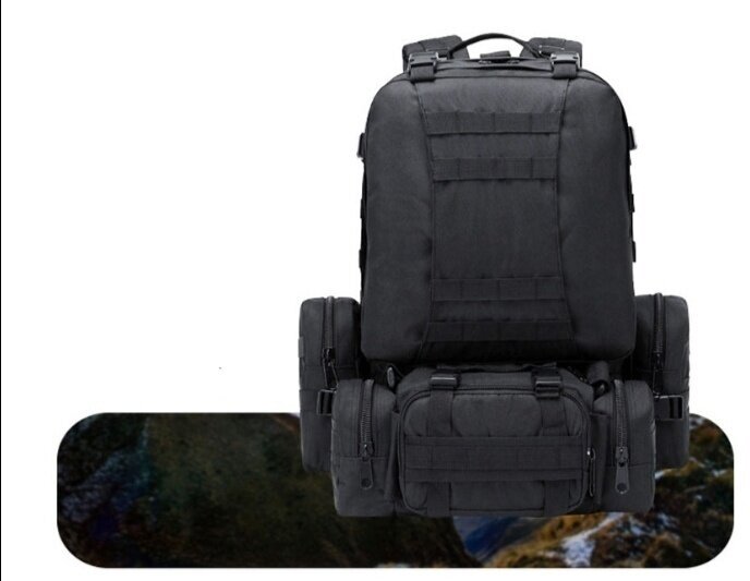 фото Штурмовой тактический военный рюкзак 50 литров со съёмными подсумками и ситемой молле из водонепроницаемой ткани
