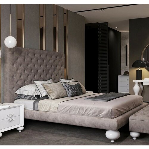 Комплект мебели для спальни Palermo, кровать 180*200 см, прикроватная тумба, туалетный столик, пуф, настольная лампа, торшер