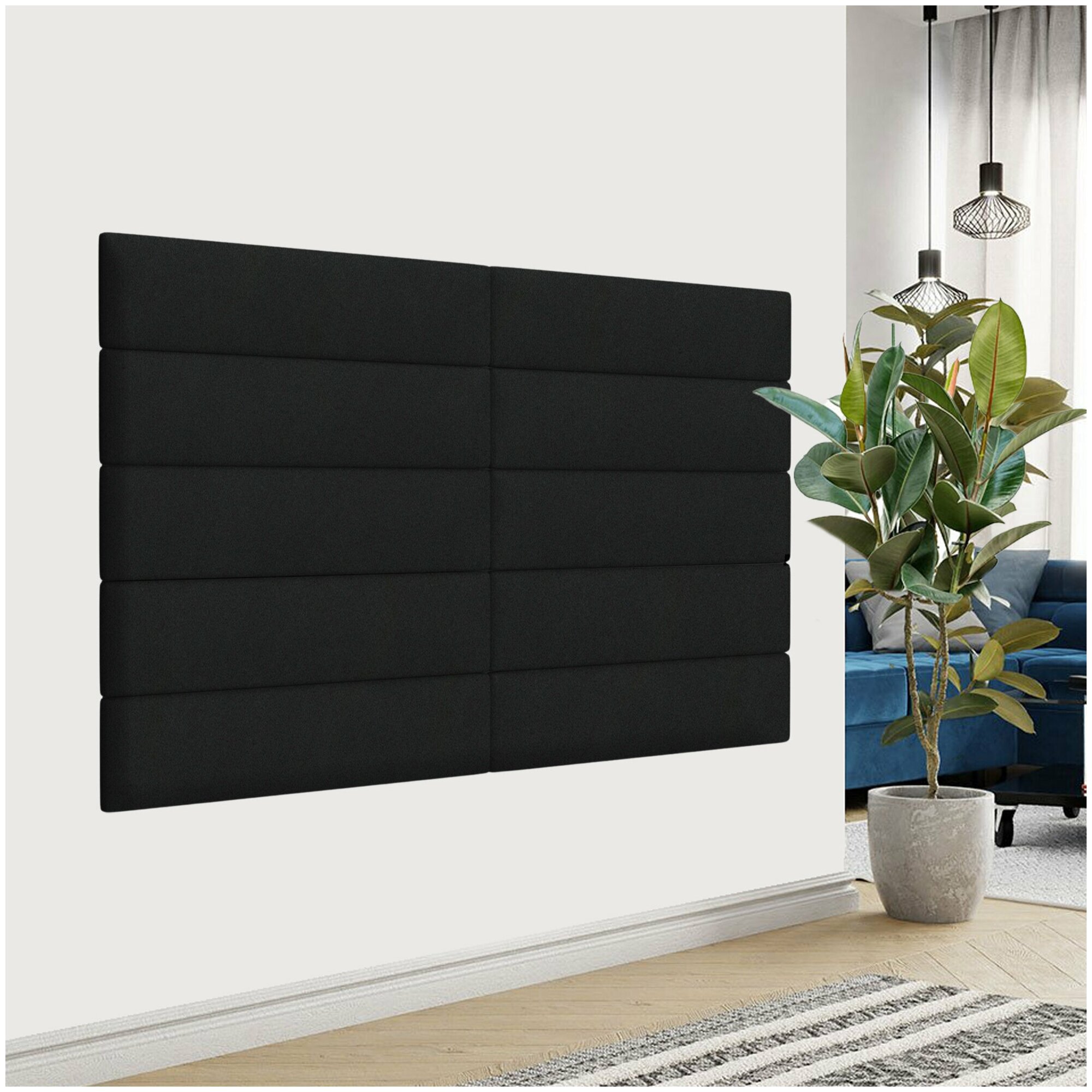 Стеновая панель Velour Black 15х60 см 4 шт.