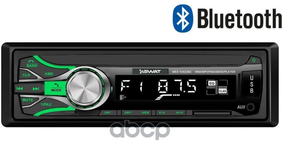 Автомагнитола Swat Mex-1042Ubg /1 Din,4Х50 Вт, Bt, Mp3, Usb, Sd, 2Rca Зел. Кнопки/ Swat Swat Mex-1042Ubg Swat арт. SWAT MEX-1.