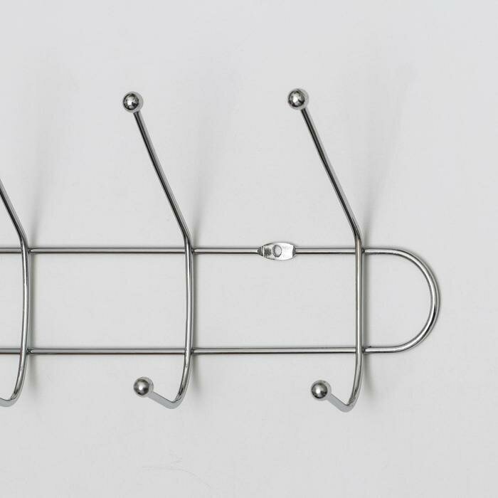 Вешалка настенная на 8 двойных крючков «Блеск», 67×11×7 см, цвет серебряный - фотография № 7