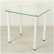 Стеклянный стол для кухни Эдель 10 прозрачный/белый (650х500)