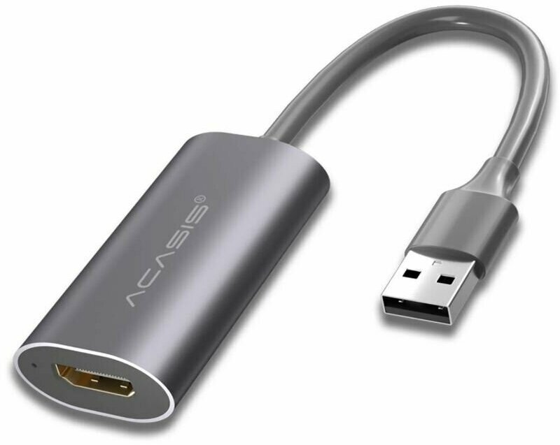 Карта захвата HDMI Acasis HD31 USB 2.0 на HDMI 1080p FHD для Switch Xbox PS4/5 - Темно-серая