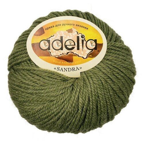 фото Пряжа adelia "sandra" 50% шерсть, 50% акрил 50 г 90 м №05 т. оливковый