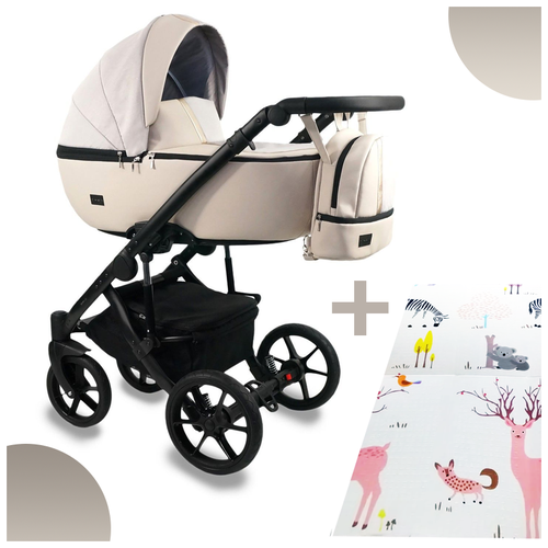 Коляска 2в1 Bexa Air (02) св.бежевая кожа+св.бежевый с ковриком