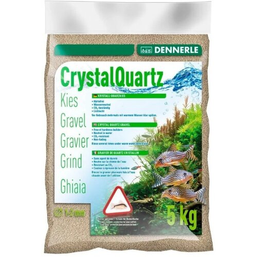 грунт для аквариума crystal quartz gravel темно серый 1 2 мм dennerle 5 кг Грунт Dennerle Crystal Quartz Gravel, природный белый, 5кг