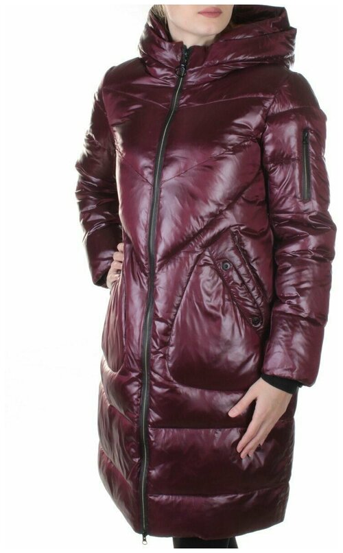 куртка  зимняя, удлиненная, силуэт прямой, размер 42, бордовый