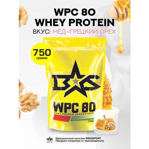 Сывороточный протеин Binasport WPC 80 "ВиПиСи 80" 750 г со вкусом меда и грецкого ореха