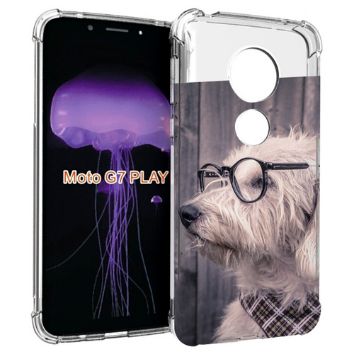 Чехол MyPads Собака-в-очках для Motorola Moto G7 Play задняя-панель-накладка-бампер