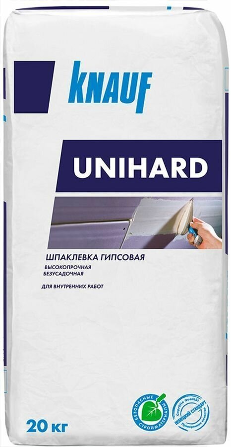 КНАУФ Унихард шпаклевка гипсовая высокопрочная (20кг) / KNAUF Unihard шпаклевка гипсовая высокопрочная безусадочная (20кг)