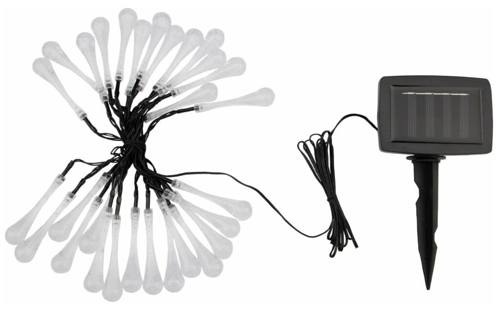 фото Каскад Lamper Сталактит LED 5 м с аккумулятором и выносной солнечной панелью 1 м, IP65, 2 режима работы: мигание и постоянное теплое белое свечение, 1шт
