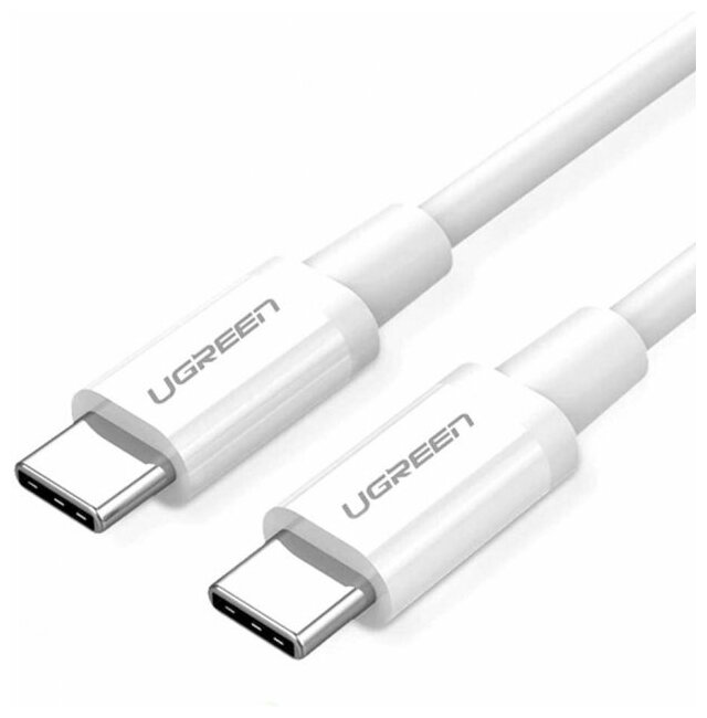 Кабель UGREEN US264 60520, Type C to Type C, 3A, PD 60W, силиконовый, 2m, White