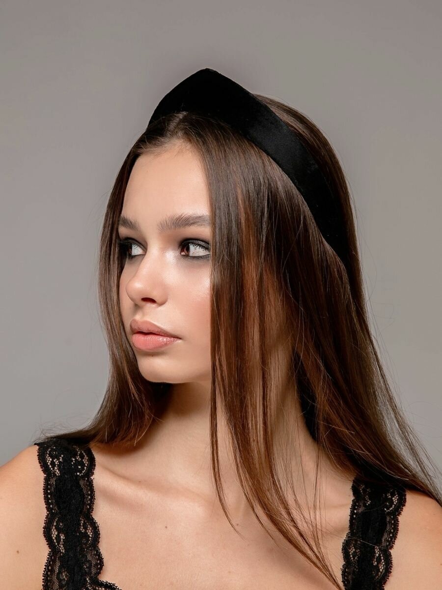 Современный ободок кокошник бархатный 3,5 см. — фото 1