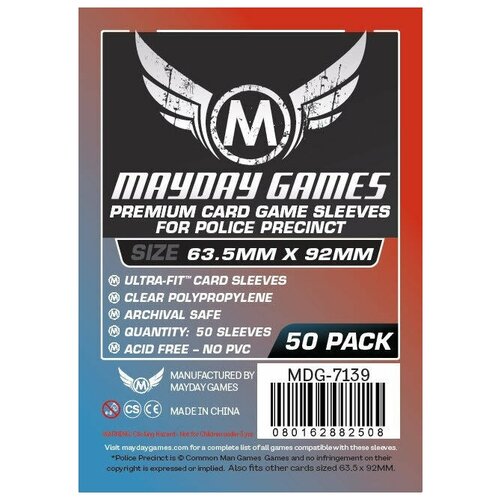 Протекторы для настольных игр Mayday Premium Custom Police Precinct Game Sleeves (63.5x92) - 50 штук