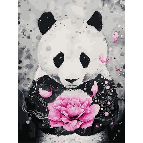 Картина по номерам Панда с цветком 40х50 см Hobby Home