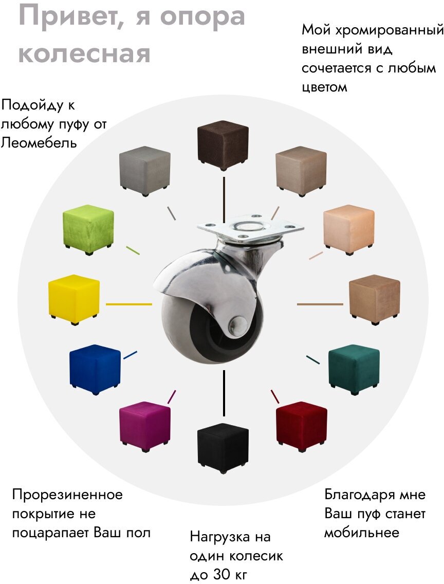 Опора колесная Леомебель на площадке для мебели 4 шт - фотография № 3