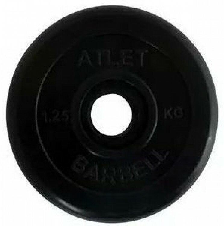 Диск Mb Barbell ATLET для гантели обрезин. 1.25кг черный (28260624) - фото №4