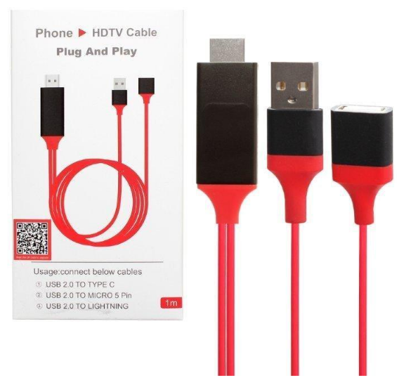 Мультимедиа Кабель HDMI на USB мама + USB папа в СПб 1 метр Универсальный