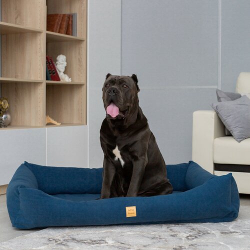 Лежанка для собак со съемным чехлом IvPetRoom Comfort XL 120x90 микровелюр синий