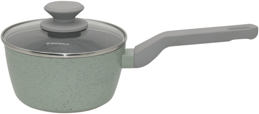 Ковш MAUNFELD HELGA MSP14FA05FS из кованого алюминия со стеклянной крышкой, 16 см, 1,4 л.