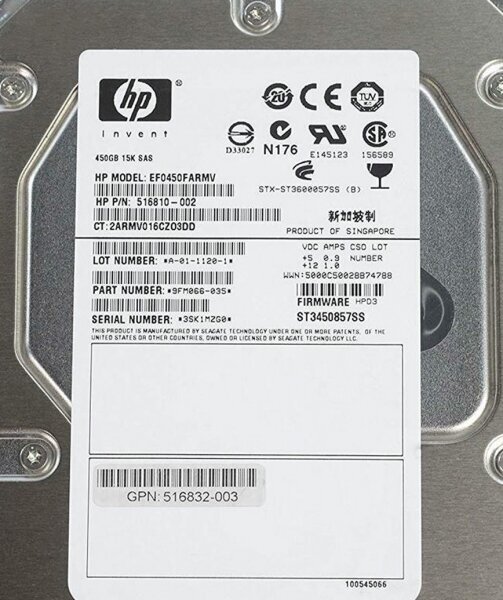 Жесткий диск HP SAS 450Гб 3,5" 15000 rpm (516826-B21)