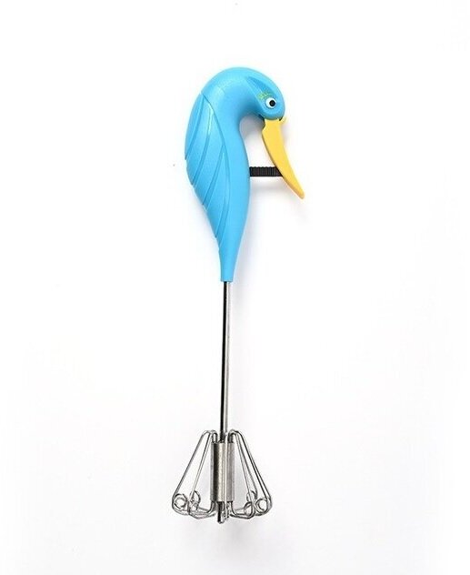 Венчик нажимной полуавтоматический, венчик для взбивания, 28 cm, сталь, серебристый, голубой
