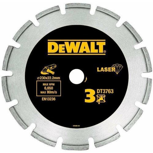 Диск алмазный сегментный по граниту, 230х22.2мм DEWALT DT3763