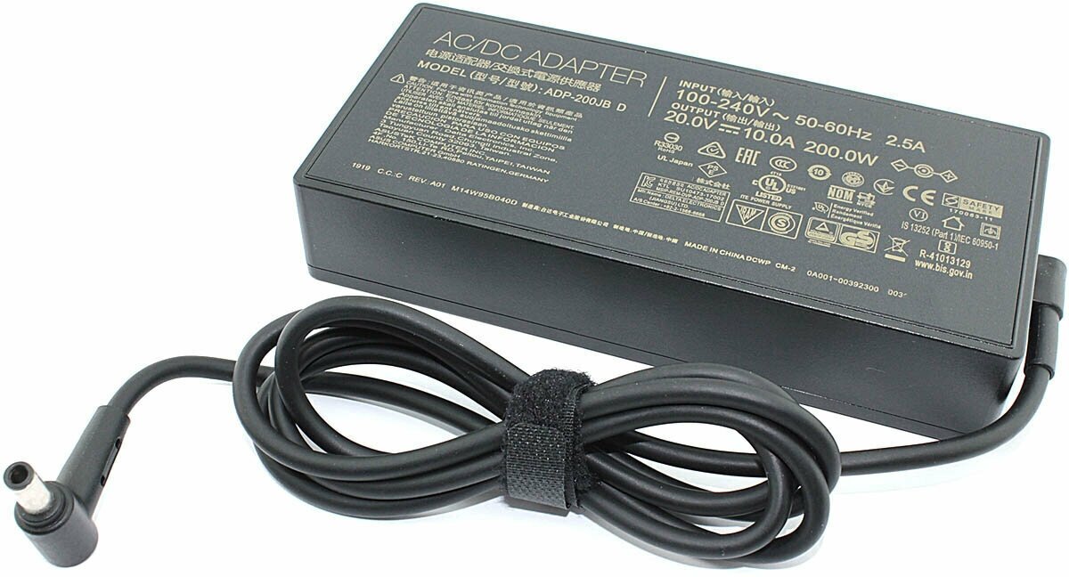 Блок питания (сетевой адаптер) для ноутбуков Asus 20V 10A 200W 6.0x3.7 мм черный с сетевым кабелем