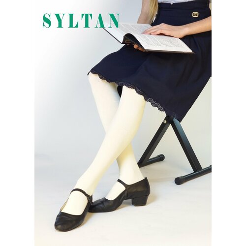 Колготки Syltan для девочек, классические, размер 5-7, белый