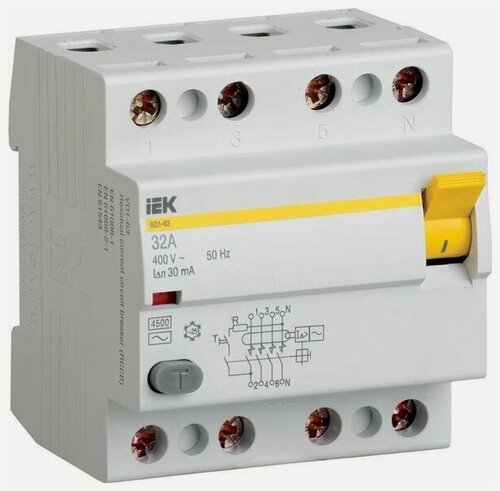 Изображение товара УЗО IEK ВД1-63 4P 32А 30мА класс AC