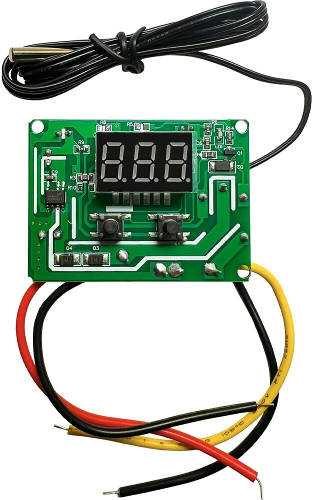 Материнская плата для терморегулятора, термостата, контроллера с датчиком температуры техметр W3001, 110-220В 1500Вт -50+110С (Зеленый) - фотография № 3