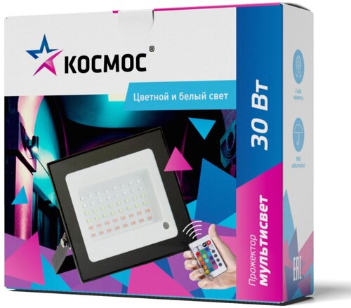 Прожектор светодиодный космос 30Вт, RGB с пультом, IP65 (K_PR5_LED_30RGB)