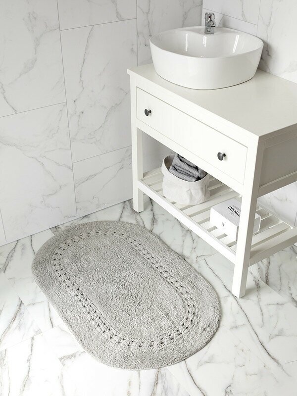 Коврик для ванной DeNASTIA 60x100см, 100% хлопок, цвет светло-серый M111291
